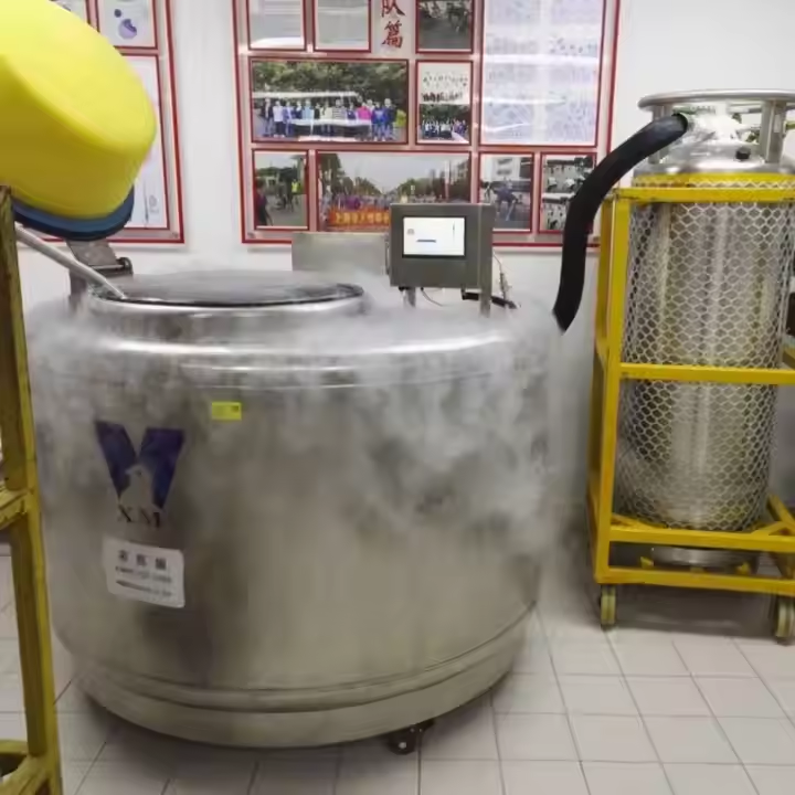 使用液氮罐凍存，外部結(jié)霜